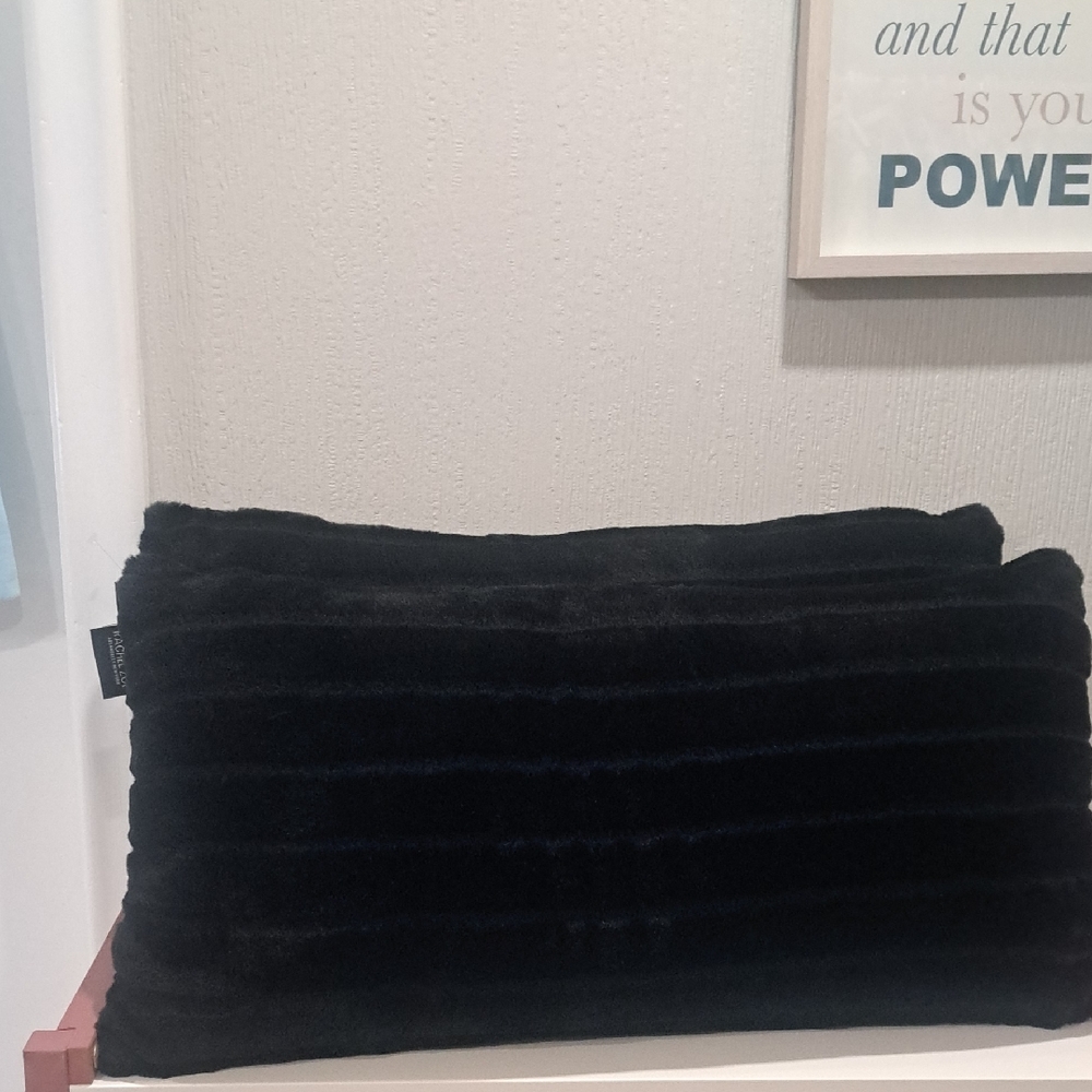 Rachel Zoe Luxe Black Faux Fur Pillow